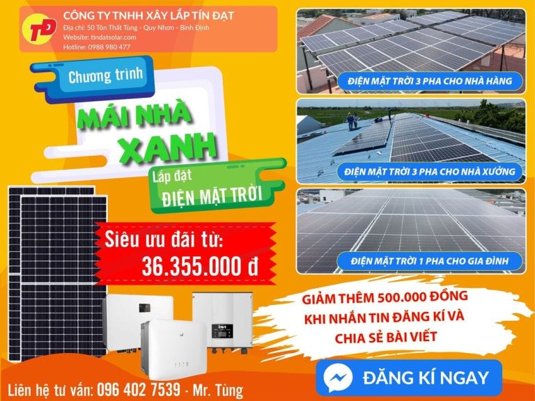 CHƯƠNG TRÌNH MÁI NHÀ XANH – LẮP ĐIỆN MẶT TRỜI BÌNH ĐỊNH GIÁ RẺ NĂM 2026